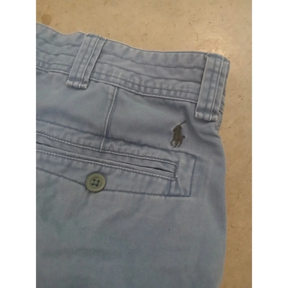 Vintage Polo Ralph Lauren BLUE Cargo Shorts Mens 36'fits 38w Khaki Chino Preppy - Picture 11 of 11